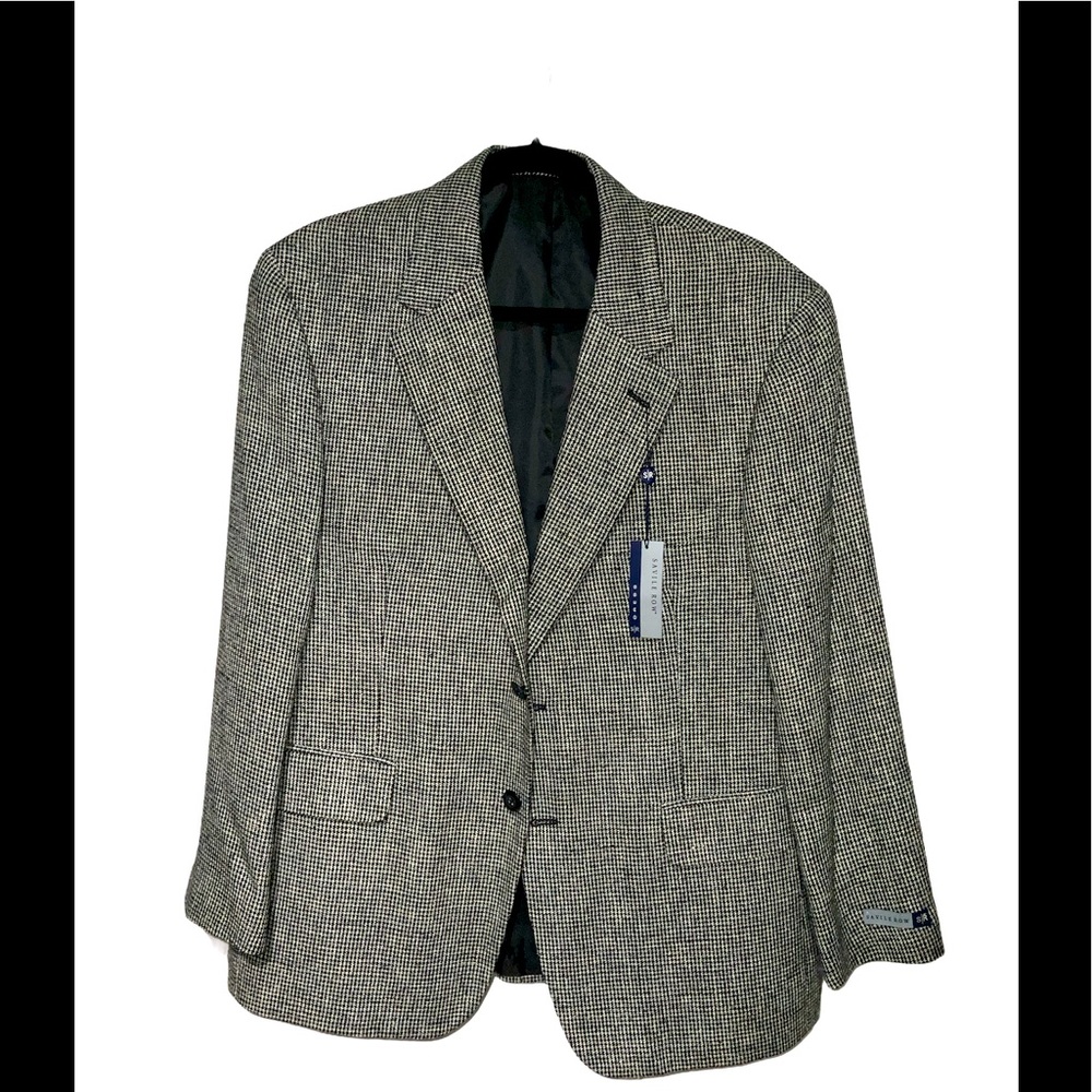 Savile Row Men’s Silk Black White Tweed Bl…